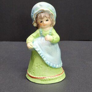 Vintage Jasco Bisque Cutie Belle Hand Bell Figurine Porcelain 4.5'' Tall